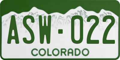 CO license plate ASW022