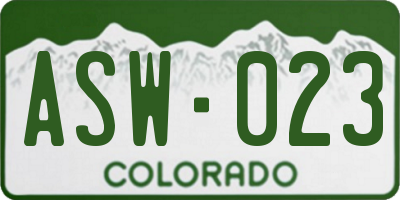 CO license plate ASW023