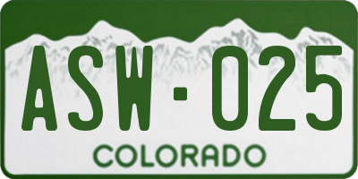 CO license plate ASW025