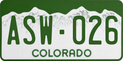 CO license plate ASW026