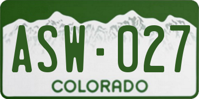 CO license plate ASW027