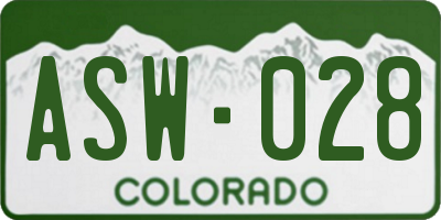 CO license plate ASW028