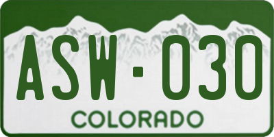 CO license plate ASW030