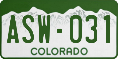 CO license plate ASW031