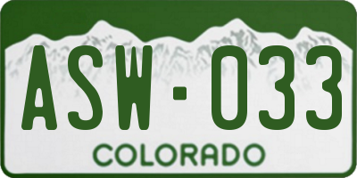 CO license plate ASW033