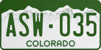 CO license plate ASW035