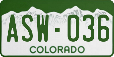 CO license plate ASW036