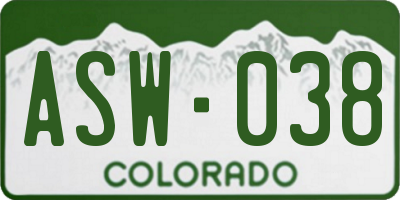 CO license plate ASW038