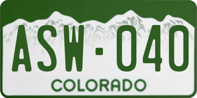 CO license plate ASW040