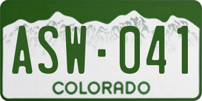 CO license plate ASW041