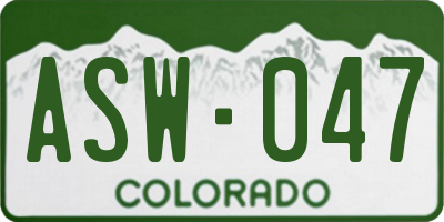 CO license plate ASW047