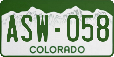 CO license plate ASW058