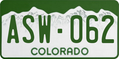 CO license plate ASW062