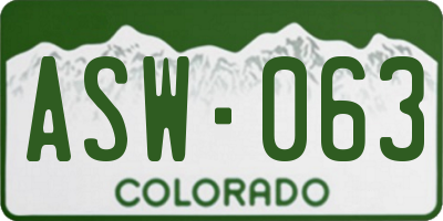 CO license plate ASW063