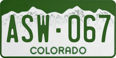 CO license plate ASW067