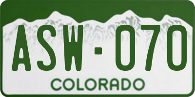 CO license plate ASW070