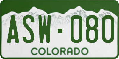 CO license plate ASW080