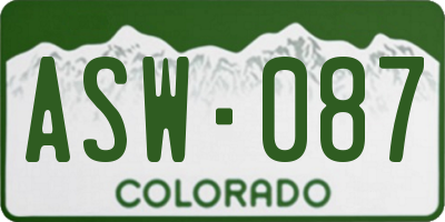 CO license plate ASW087