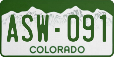 CO license plate ASW091