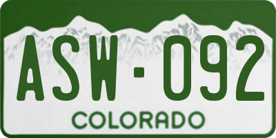 CO license plate ASW092