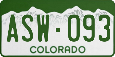 CO license plate ASW093