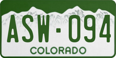 CO license plate ASW094