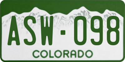 CO license plate ASW098