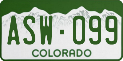 CO license plate ASW099