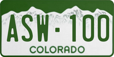 CO license plate ASW100