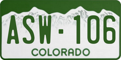 CO license plate ASW106
