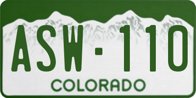 CO license plate ASW110