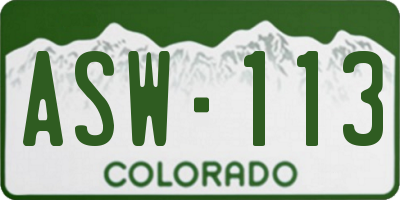 CO license plate ASW113