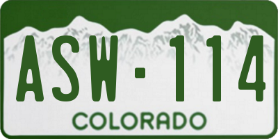 CO license plate ASW114