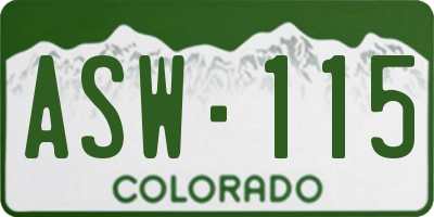 CO license plate ASW115