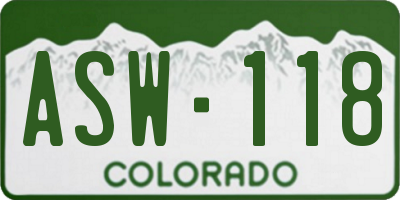 CO license plate ASW118