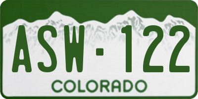 CO license plate ASW122