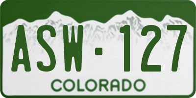 CO license plate ASW127