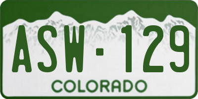 CO license plate ASW129