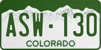 CO license plate ASW130