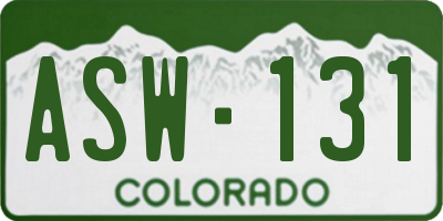 CO license plate ASW131