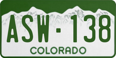 CO license plate ASW138