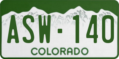 CO license plate ASW140