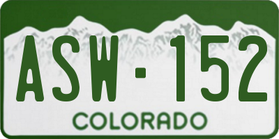 CO license plate ASW152