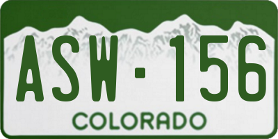 CO license plate ASW156