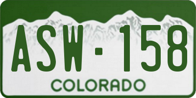 CO license plate ASW158