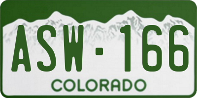 CO license plate ASW166