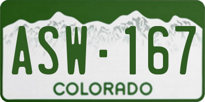 CO license plate ASW167