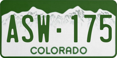 CO license plate ASW175