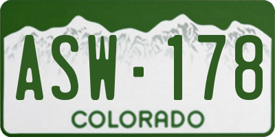 CO license plate ASW178