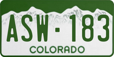 CO license plate ASW183